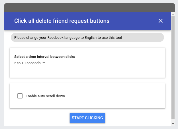 automatically reject all friend requests on Facebook